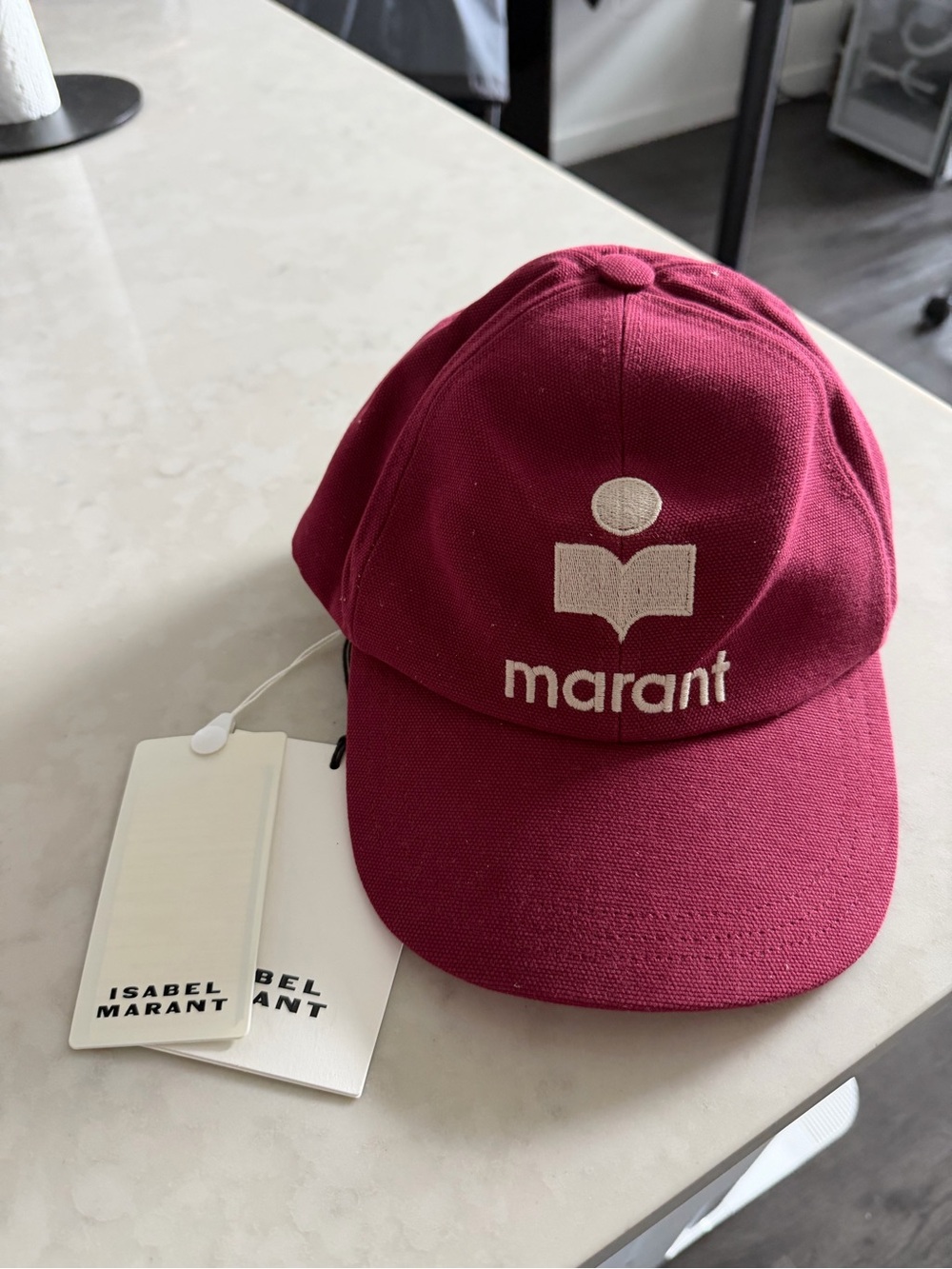 Isabel Marant Logo Baseball Cap with Cream Embroidery